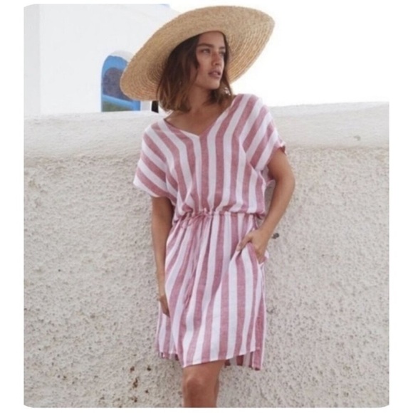 Rails Dresses & Skirts - RAILS Seville Stripe Wren Dress Linen-Blend Pockets Mini Relaxed Women's Size M